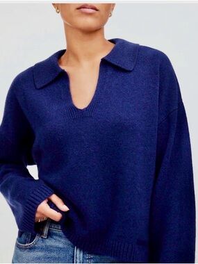 New Madewell Cashmere-Wool Blend Polo Sweater Read